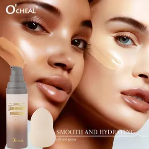 Flawless Lightweight Liquid Foundation 40ml - 24H Waterproof Sweatproof, Full Coverage Conceal Brighten Skin，3 Colors With Makeup Sponge，Waterproof Longwear For Daily Makeup，Vegan & Cruelty-Free, Hydrating Buildable Coverage
