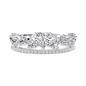 Jeulia Olivetta Cluster Heart Cut Eternity Ring Double Row cushion  cut  ring