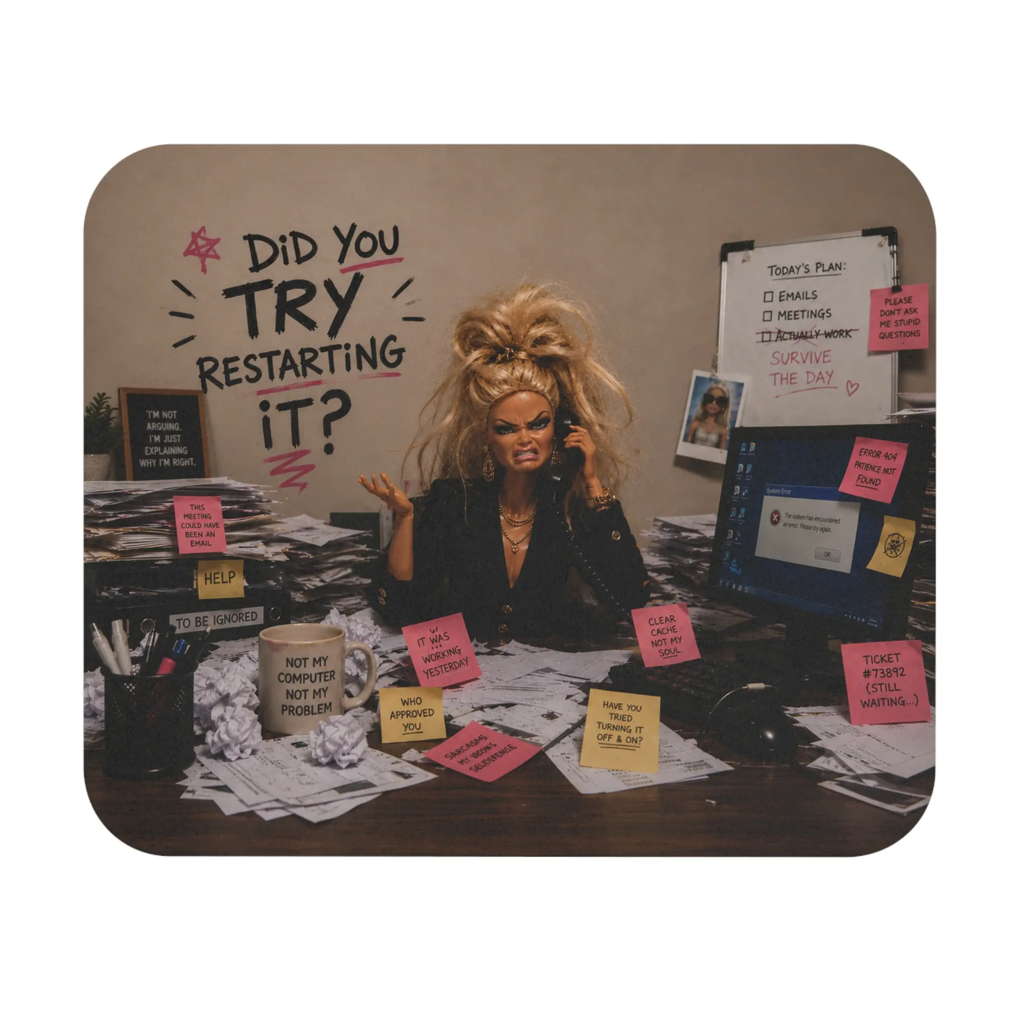 Did You Try Restarting It? Mouse Pad | Funny Office Desk Art