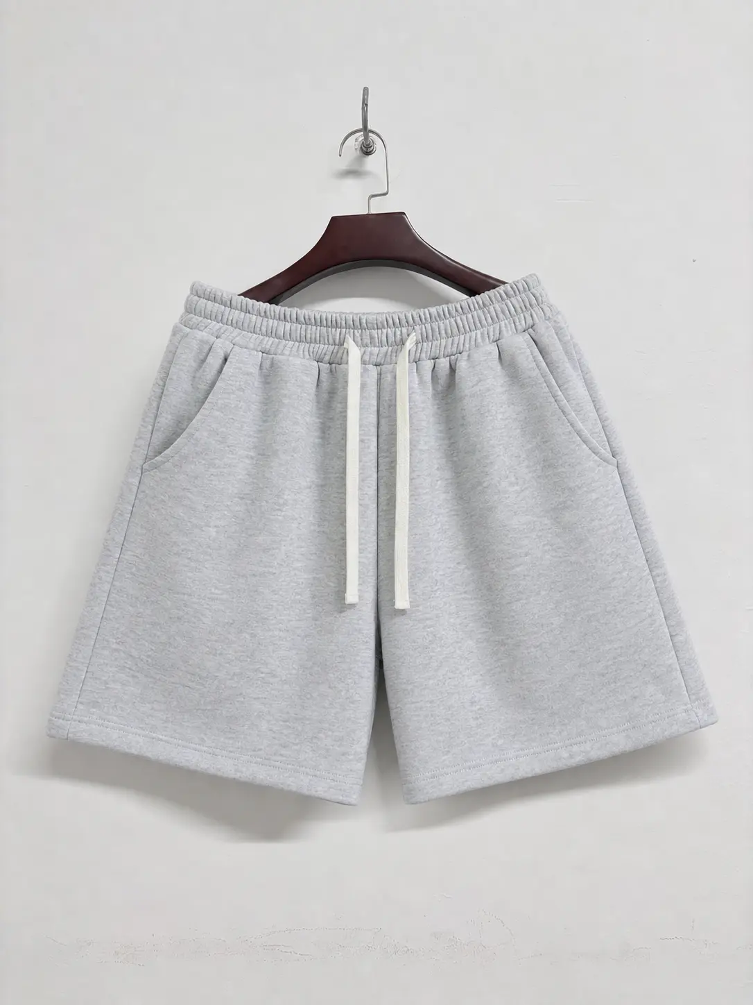 Men's Solid Drawstring Waist Above-the-Knee Cotton-Polyester Sweat Shorts - Soft, Lightweight, Breathable Loose Fit with Side & Back Pockets, Casual Athletic Bottoms for Gym, Daily Wear (New Year) sohochic