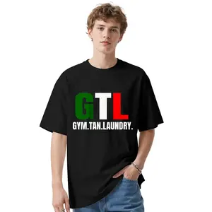GTL Gym Tan Laundry New Jersey Shore Italian Flag T-Shirt for Men - Bold Letter Print, Regular Fit Casual Shirt For Men & Women, Classic Round Neck, Soft Material Summer Regular Fit,Machine Washable, Casual Style Tee