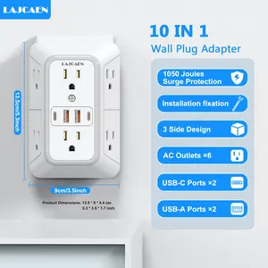 2026 NEW Multifunctional Surge Protector Power Strip,6  Widely AC Outlets And 4 USB Ports (Including 2 USB-C), Safe and Portable,Wall Charger,Wall Outlet Extender, USB Multi Plug, USB Socket,Ideal for Home, Dorm, Office, and Travel Essentials