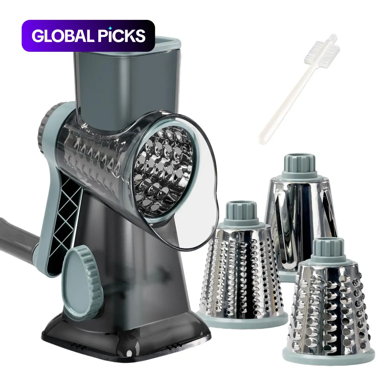 Rotary Cheese Grater, 1 or 2 Sets Manual Cheese Shredder with Strong Suction Base, Stainless Steel Vegetable Grinder and Slicer, Carrot Shredder, Cabbage Shredder, Kitchen Gadgets and Accessories #GLOBAL PICKS