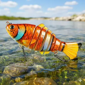 6-Section Multi-Joint Bionic Fishing Lure, 15.5g Size 6 Hook Swimbait, High-Elasticity Silicone Tangle-Free Design, Realistic Swimming Action for Bass, Pond, and Boat Fishing.