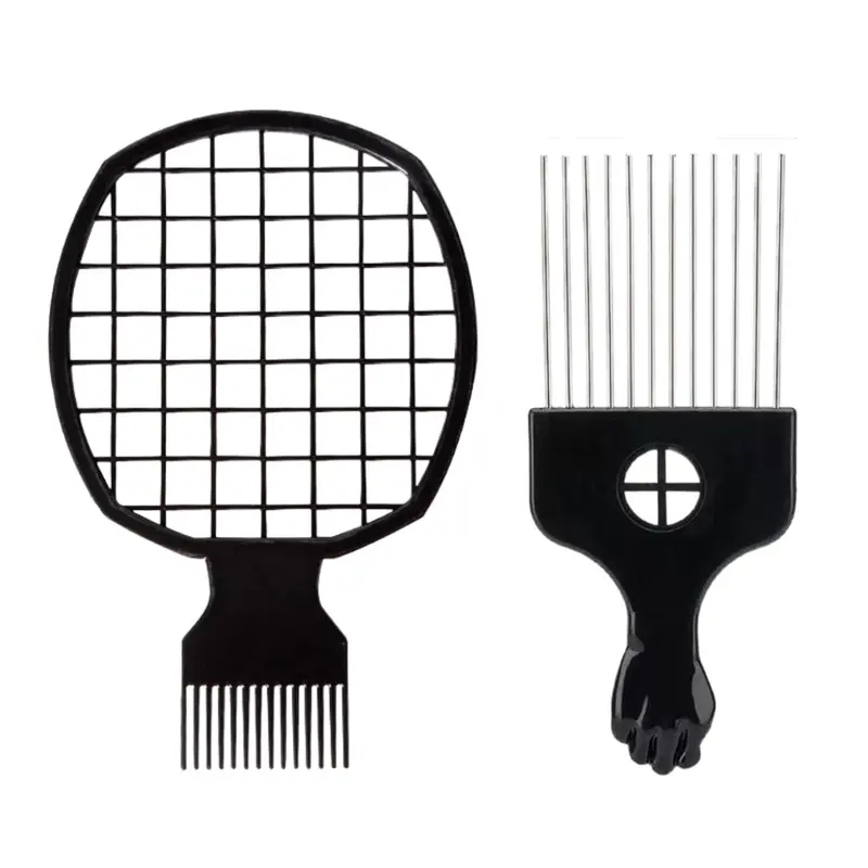 Black Male Curly & Thick Hair Styling Tool Set - Upgraded 2-Piece Durable ABS/Metal Twist Brush, Sponge Brush, Detangling Comb with Grip Handle for Retwisting, Long-Lasting Hair Styling Accessories