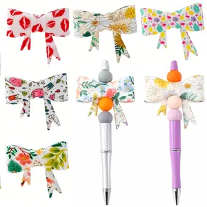 5 pieces of bow-shaped silicone beads, suitable for DIY crafts and beading projects, keychains, beading pens, and decorative items for travel cups and straws - exquisite and detailed design
