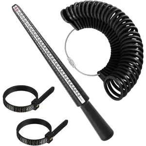 Accmor Ring Size Measuring Tool Includes Plastic Ring Sizer Mandrel Stick, Finger Sizing Ring Guage Measurer and 2 Pcs Finger Measure Tape for Women Men Jewelry Making