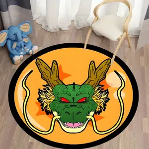 Flannel Anime circular carpet, exquisite and fashionable soft fabric, washable and comfortable carpet, current creative animated pattern home decoration carpet, artistic black-and-white design floor mat, outdoor carpet