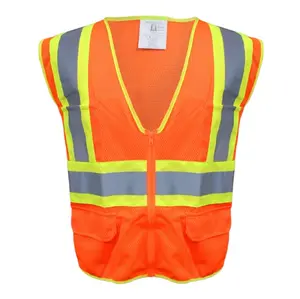 ANSI Type R Class 2 Value Two-Tone Mesh Vest, Hi-Vis Orange