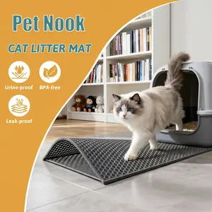 Large Cat Litter Mat Honeycomb Double Layer Design Urine & Water Proof Scatter Control Less Waste Easy to Clean Washable for Cat Owners