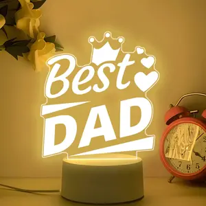 Acrylic Decorative Night Light, Best Dad Gift From Son Daughter, Warm Light Night Lamp, Led Lamp, Father's Day Christmas Birthday Present, Creative Led Lighting, Led Decoration