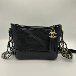 Pre-owned CHANEL Leather Crossbody Bags Gabrielle Hobo Quilted Aged Calfskin Small