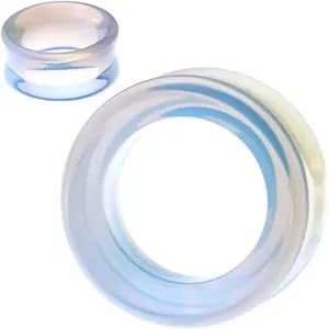 Hollow Tunnels Opalite  Stone Ear Plugs Gauges Sold in Pairs