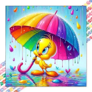 1 set of DIY diamond painting kit, 5D diamond art kit, DIY decoration with birds, umbrellas, rainbow mosaic, diamond art, DIY art home decor.