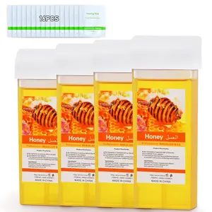 Roll On Wax, Honey Hair Removal Wax Cartridge, Depilatory Wax Roller Refill, 4 Pack -  Natural Material, Dermatologically Tested, Easy & Safe to Use, For Body Waxing, Leg and Arms