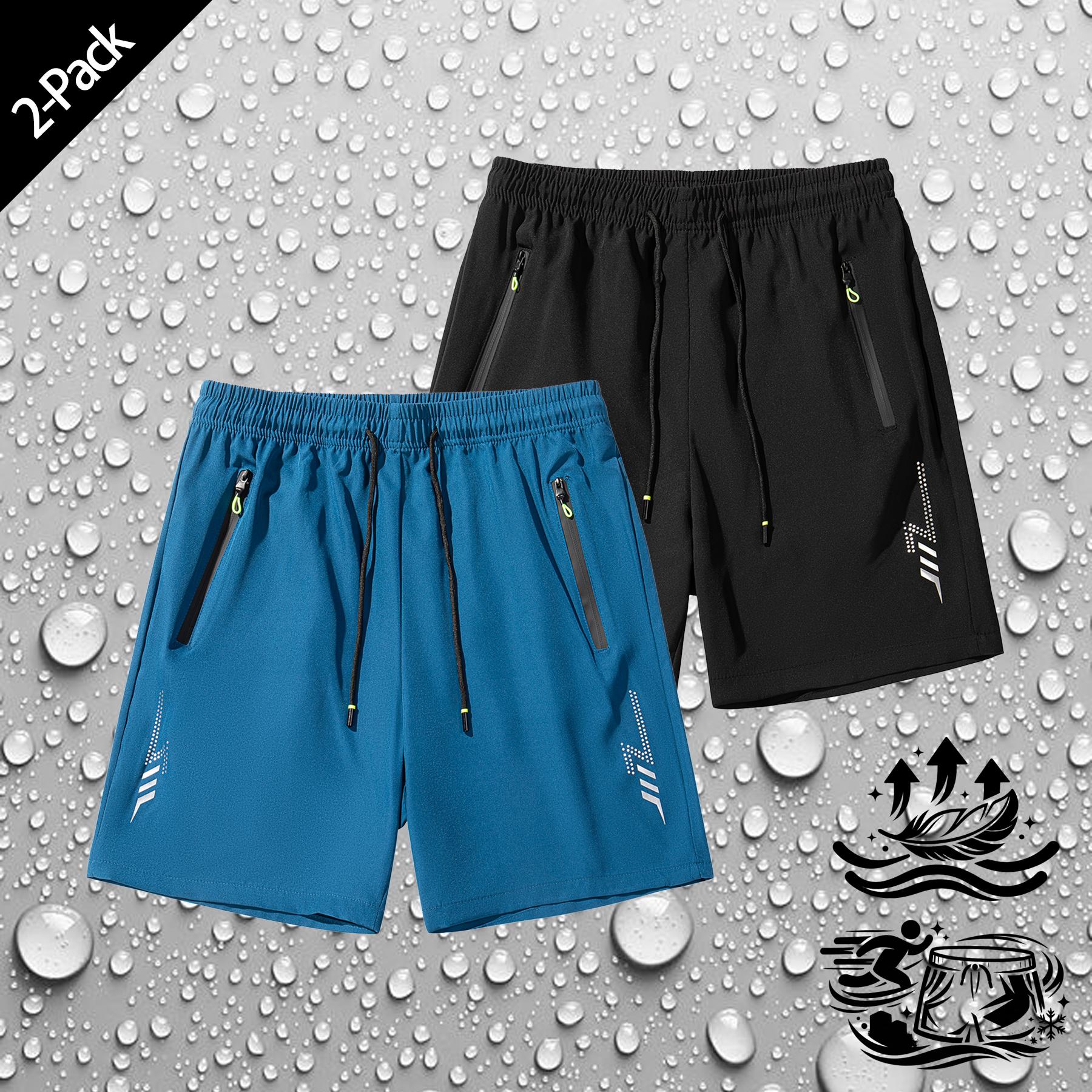 Men's 2 Pack Athletic Running Shorts Quick Dry Moisture Wicking Lightweight Breathable Workout Gym Shorts with Zipper Pockets Stretchy Waist for Jogging Hiking Outdoor Sports Training Casual Daily Wear Active Performance Shorts