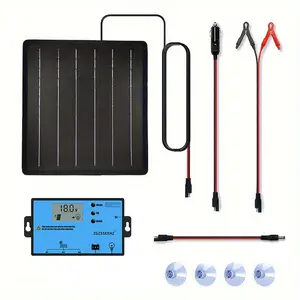 Portable Solar Panel with Controller, 1 Set 15W Solar Panel Charger, Outdoor Solar Panel Kit for Mobile Power, Camping, Hiking, Car, Boat, Phone, Monitoring