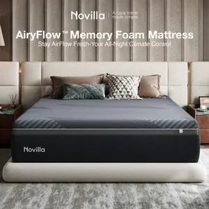 Novilla AiryFlow Memory Foam Mattress- Cool Night & Spinal Alignment, Pressure Relief & Motion Isolation, Green Tea-Infused, CertiPUR-US Certified, Medium Firm