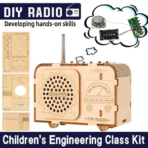 Children's Engineering Class Kit FM Radio DIY Project for Kids Age 8-12 12-14 STEM Learning Toy with Clear Assembly Instructions & Classic Wood Design