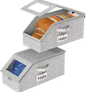 Stackable Hat Storage for Baseball Caps Visual Lid, Hat Storage Boxes for Closet, Holds Up to 12 Caps with Cardboard, Hat Organizer for Women & Men Meaningful,Sturdy Hat Boxes with Cardboard