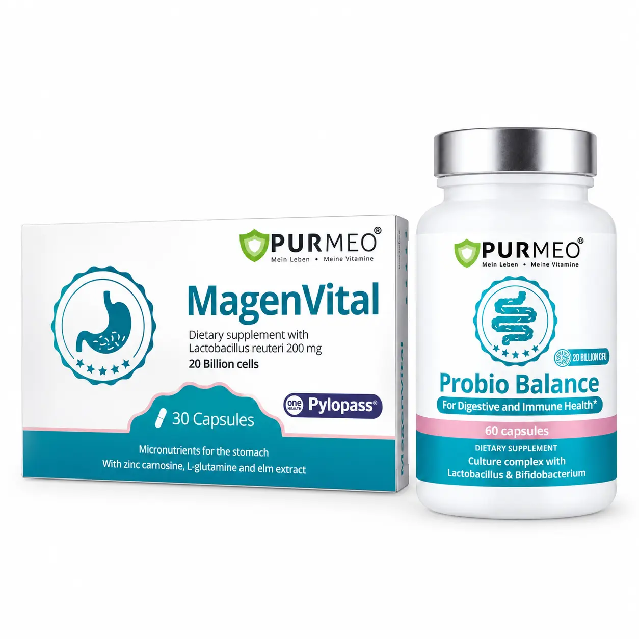 Purmeo Targeted Balance Probiotic Bundle – 5-in-1 Probiotics + Patented Lab4 Probiotics, Targeted Balance IBS & H.Pylori, 20 Billion, Daily Gut Health, Stomach Lining, Gut Issues ,Diarrhea Relief, Relieve Constipation,Vegan Safe, Gluten Free, GMO-Free