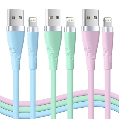 APFEN 3-Pieces 6FT USB to Lightning Charging Cables, Charger for iPhone, 2.4A Output, Pure Copper, Smart Chip Safety, Overcharge Protection, Battery Protection, Compatible with iPhone 14/13/12/11 Pro Max/XR