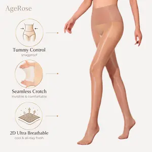 Fan Favorite Agerose Glow Nylon Tights | Silky Smooth Control Top Sheer Pantyhose | Snag-Re-sistant No-Run HighStretch Legwear for Date Night, Office, Holiday Outfit & Concert(Seamless&One-line crotch&Watermelon crotch)