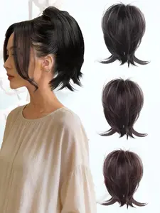 KAIRIYA Short Claw Clip Ponytail Extension - Heat Resistant Synthetic Straight Bun Hairpiece for Women, Natural Puffy Look for Holiday Parties & Daily Wear Synthetic Extensions