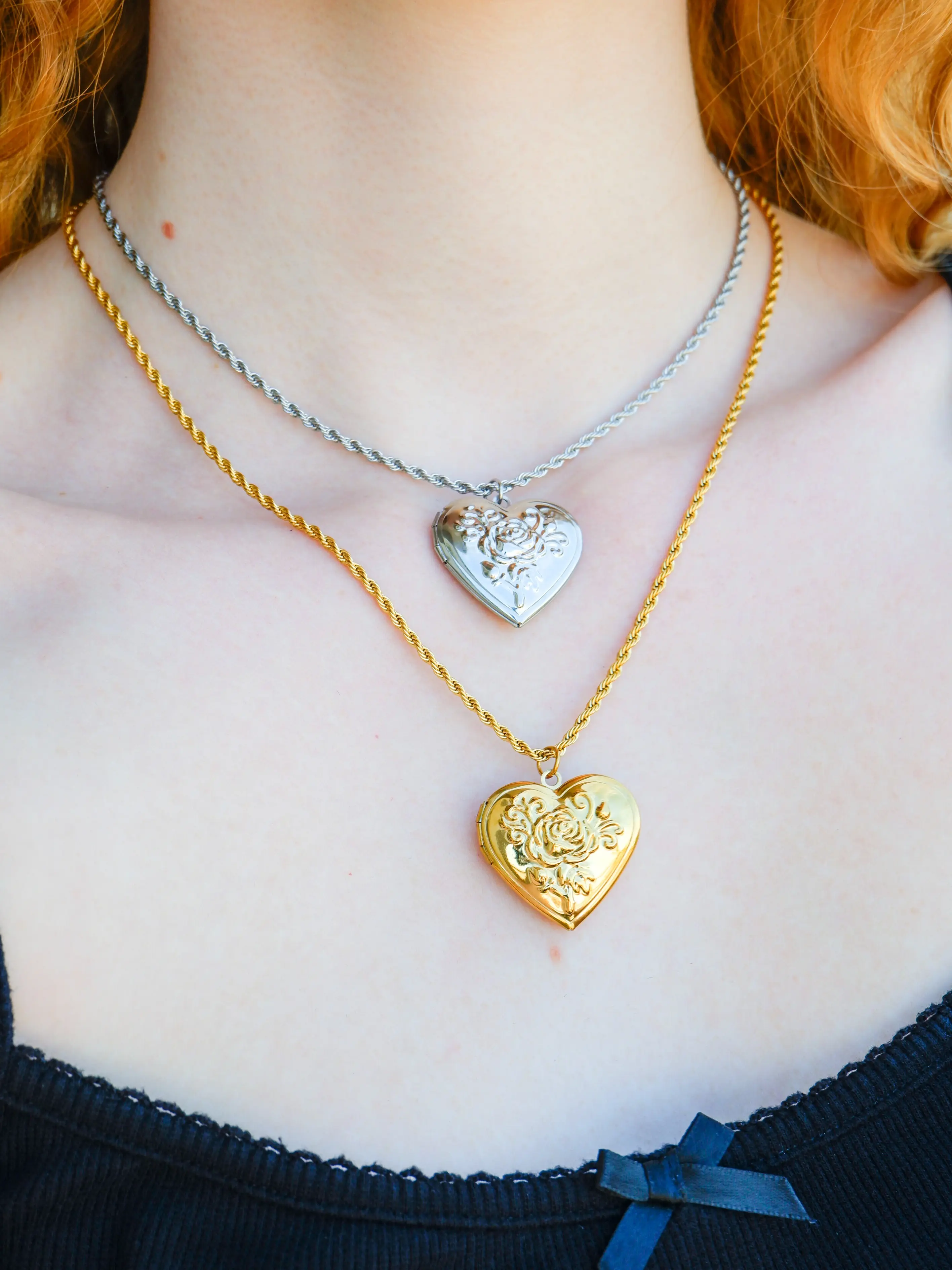 Rose Heart Locket | Silver & Gold Rose Heart Locket | Silver & Gold