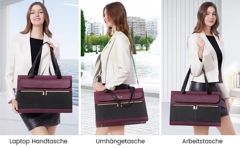 【Valentine's Day Gift】LOVEVOOK Laptop Tote Bags 15.6-17.3 inches for Woman with Clutch Purse, Large Business Teacher Office Crossbody Purse with 2 Cup Holder, Compact Waterproof Vegan Leather Shoulder Bags and Computer bag for Work, Office, Casual