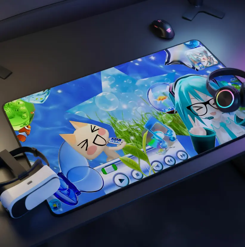 Frutiger Aero Mouse Pad, Hatsune Miku Desk Mat, Y2K Internet Aesthetic Mousepad, Retro Blue Gaming Desk Pad, Vaporwave Setup
