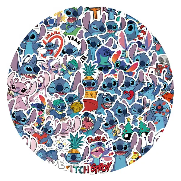 Disney Officially Licensed Lilo & Stitch Cute Cartoon Stitch Vinyl Stickers 50pcs Waterproof Decorative Decals for Kids Party Favors Multipurpose Use