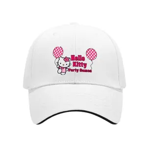 Sanrio Hello Kitty Party Games White Baseball Cap with Pink Balloons Design for Summer Use