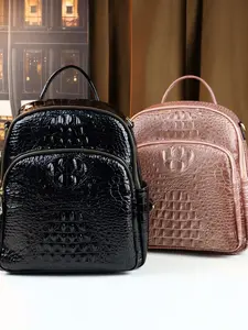 2025 new crocodile pattern backpack large capacity youth business tide backpack casual schoolbag