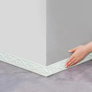 1 Roll Floor Decorative Sticker, Self Adhesive Flexible Foam Molding Trim, 3D Sticky Decorative Wall Lines Wallpaper Border, Wall Panel Molding for Home, Office, Hotel DIY Decoration