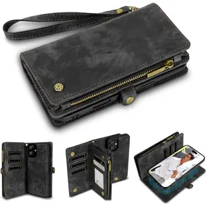All-in-1 Detachable Wallet Case Compatible with iPhone 16 PLUS with Wrist Strap Protector Screen Protector phone cases