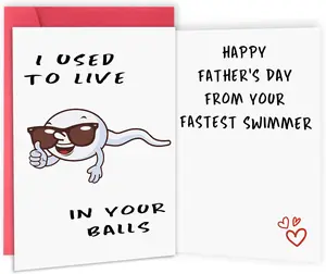 Cute First Fathers Day Card for New Dad, Two-sided 1st Fathers Day Gift from Baby Girl Boy, I Used to Live in Your