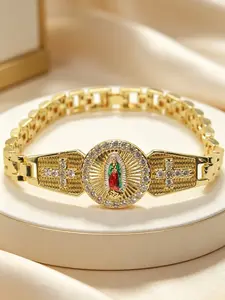 Elegant Guadalupe Virgin Religious Faith Wear Jewelry Zircon Bracelet, Vintage Style Unisex Jewelry, Hand Chain Bracelet, Perfect Gift for Thanksgiving Halloween Mother's Day Birthday, Religious Faith Bracelets