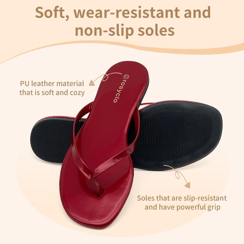 Lumubby Classic Women's PU Flat Flip-Flops Durable Slip-Resistant Slippers for Indoor Outdoor Beach Pool Use Square-Toe Design Mirror-Surface Finish Unisex Stylish Lightweight Lumubby Classic Women's PU Flat Flip-Flops Durable Slip-Resistant Slippers for Indoor Outdoor Beach Pool Use Square-Toe Design Mirror-Surface Finish Unisex Stylish Lightweight