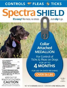 Spectra Sure Spectra Shield Flea & Tick Protection Medallion for Dogs - 4-Month Water-Resistant Defense Over 56 LBS