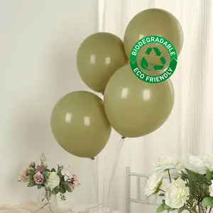50 Pack Matte Pastel Olive Green Biodegradable Balloons, Round Eco-friendly Thick Latex Party Balloons - 12"