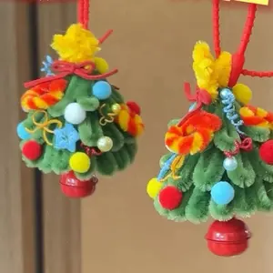 Twisty Tales Pipe Cleaner Christmas Craft Tree Kit Holiday Gift Christmas Project with Colorful Ornaments and Bells