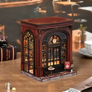 Wooden DIY Book Nook Model Kit for adults tiny home Vintage Abstract Renaissance Style, 3D Hand-Assembled Booklet Toy House, Miniature Dollhouse Kit, Birthday Gift Cafe house Vintage Home Decor