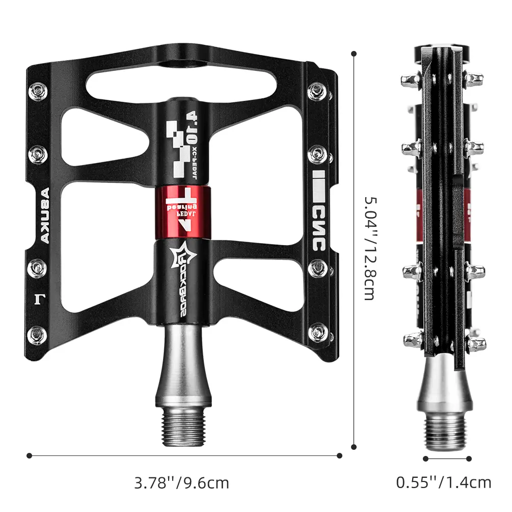 ROCKBROS Mountain Bike Pedals, Aluminum Alloy Flat Platform with 9/16" Cr-Mo Spindle and 4 Sealed Bearings, Ultralight Anti-slip, Pedal System, Bicycle Accessories, Foot Pedals