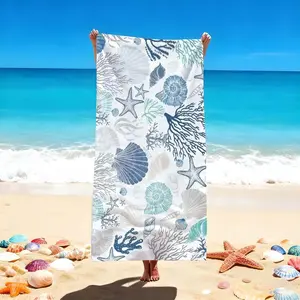 1 PC "Ocean-Themed Beach Towels with Marine Patterns - Perfect for Beach or Poolside Relaxation" Quick-drying, water-absorbent, lightweight, anti-sand-sticking, can be used as a travel towel, suitable for swimming pools, spas, leisure, fitness, hammocks,