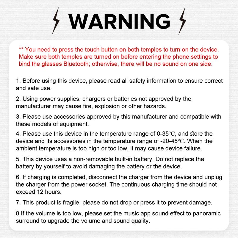 Koipsse Smart Audio Glasses Wireless TWS Earbuds HiFi Open-Ear Mic V5.4 Dual Touch Control Transparent Suitable for Men Women Gift Technology Call Music Volume Adjustment Multifunctional Smart Glasses Wearable Smart Glasses