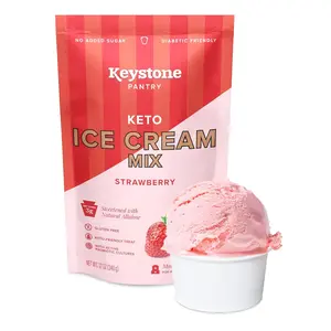 Keystone Pantry – Keto Ice Cream Mix – Strawberry – 3g Net Carbs & 40 Calories per Serving - Makes 1.5 Quarts – No Added Sugar – Gluten Free – Low Carb – Keto & Diabetic Friendly – Kosher Dairy With Active Probiotic Cultures