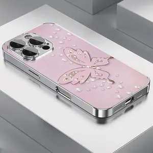 Elegant Butterfly Print Phone Case, Ultra-Clear Glass Design, Tempered Glass Cover, Protective Phone Cover, Compatible with iPhone 16/15/14/13/12/11 Plus Pro Max, Perfect Gift