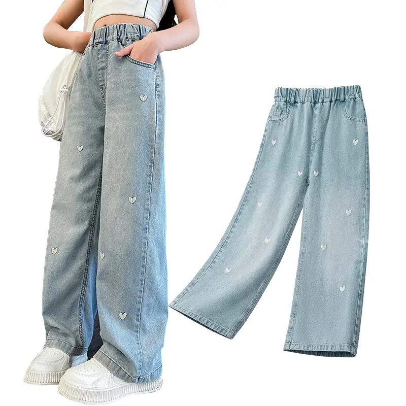 Girls' Loose Fit Jeans - Kids Clothing Girls, Soft Material, Relaxed Design, Comfortable Everyday Wear for Casual Outings