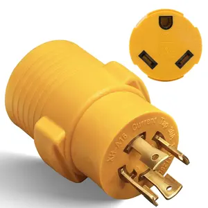 NEMA L14-30P to TT-30R 30 Amp RV Generator Adapter, 4 Prong Locking 120/240V L14-30P Generator Plug to TT-30R 30A RV Outlet, Transfer  Ready Portable Generator Power Adaptor w/ ETL Listed